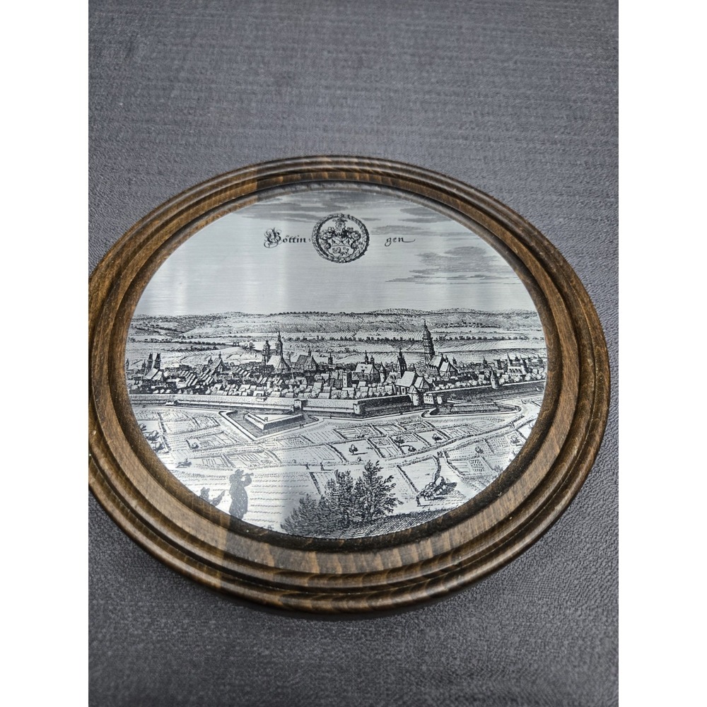Vintage Original Grasoli Edelstahl Ätzung Göttingen Germany Wall Plaque